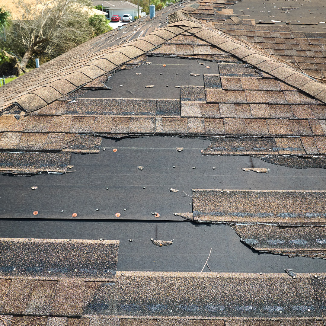 Damaged roof in Amherst NY