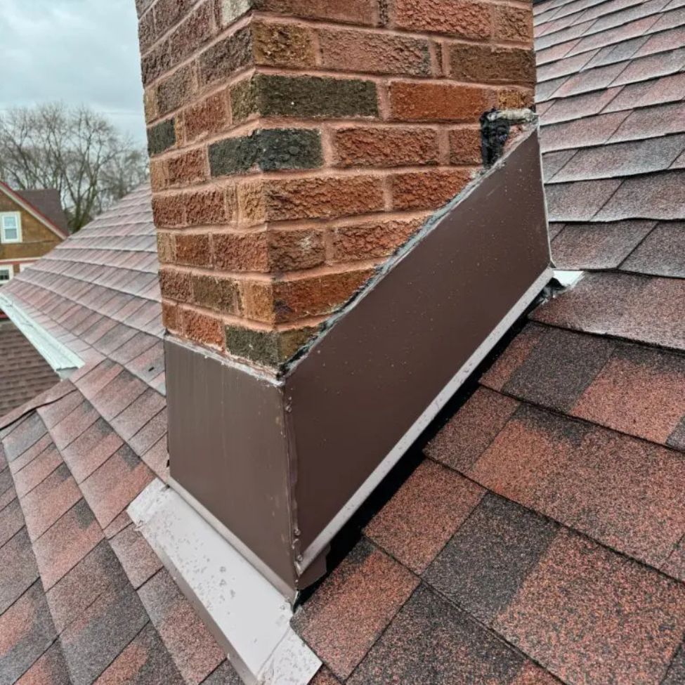Chimney flashing in Rochester, NY.