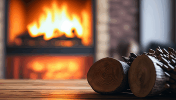 Wood insert fireplace in Buffalo, NY.