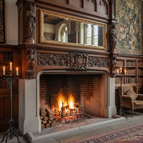 Historic fireplace is Buffalo, NY.