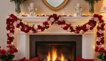 Decorated fireplace in Rochester, NY.