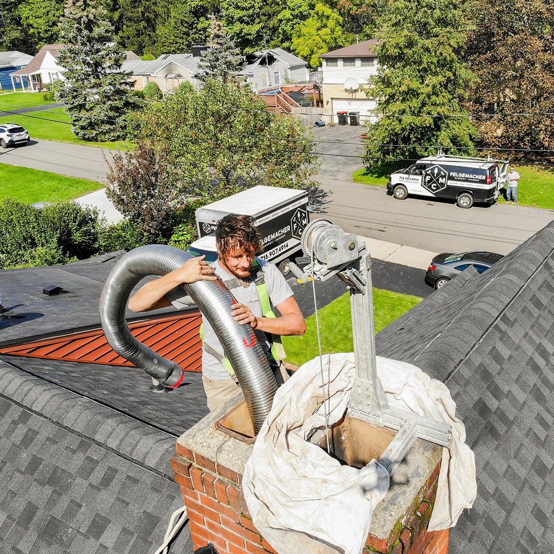 Stainless steel chimney liner installation in Irondequoit, NY